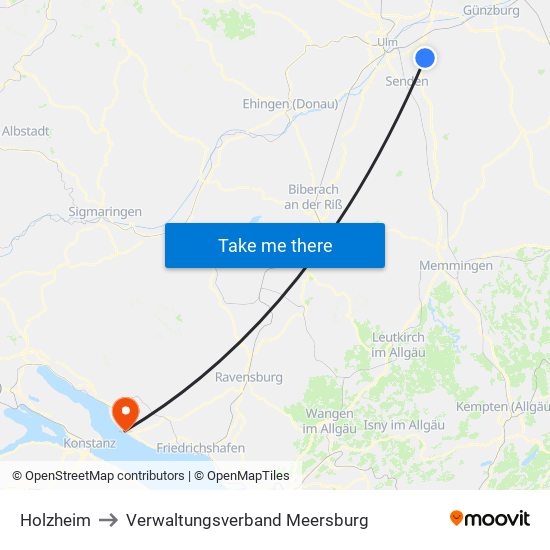 Holzheim to Verwaltungsverband Meersburg map