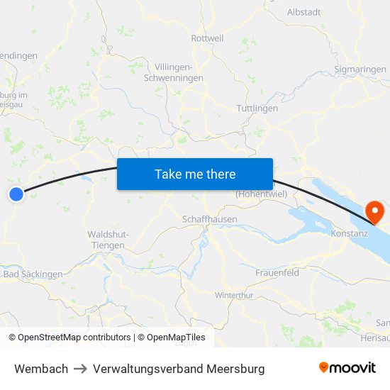 Wembach to Verwaltungsverband Meersburg map