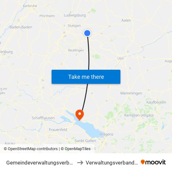 Gemeindeverwaltungsverband Plochingen to Verwaltungsverband Meersburg map