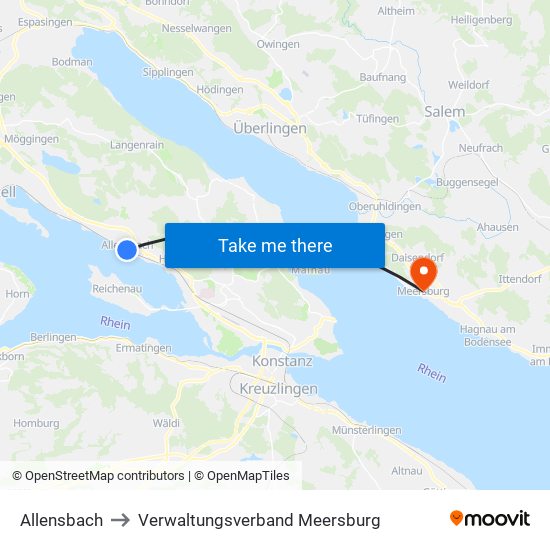 Allensbach to Verwaltungsverband Meersburg map