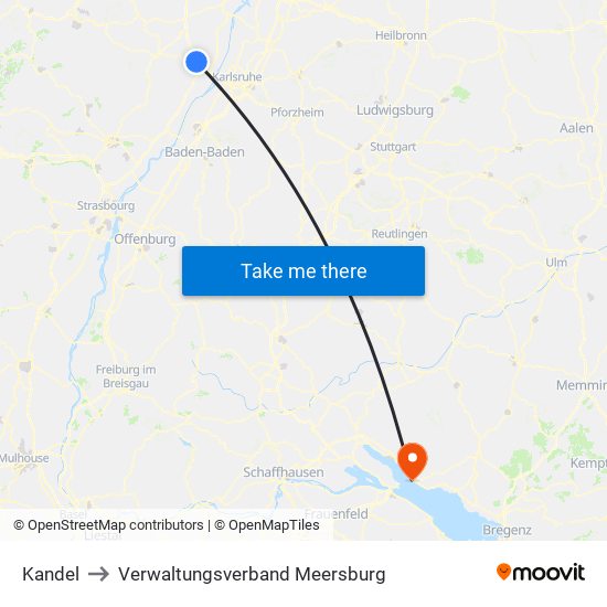 Kandel to Verwaltungsverband Meersburg map