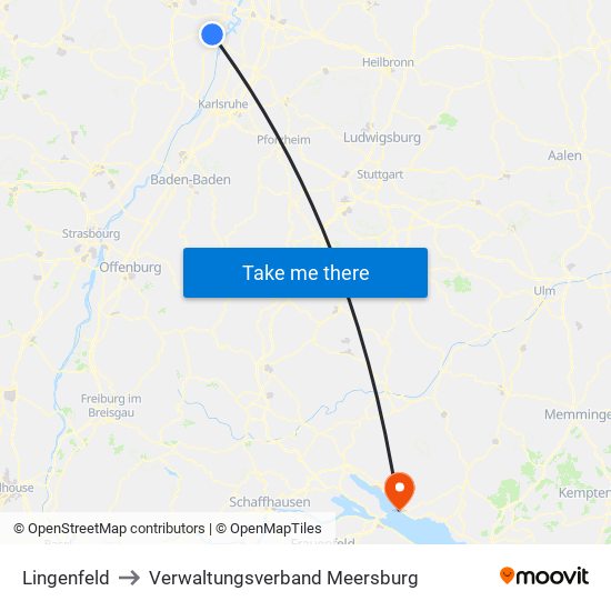 Lingenfeld to Verwaltungsverband Meersburg map