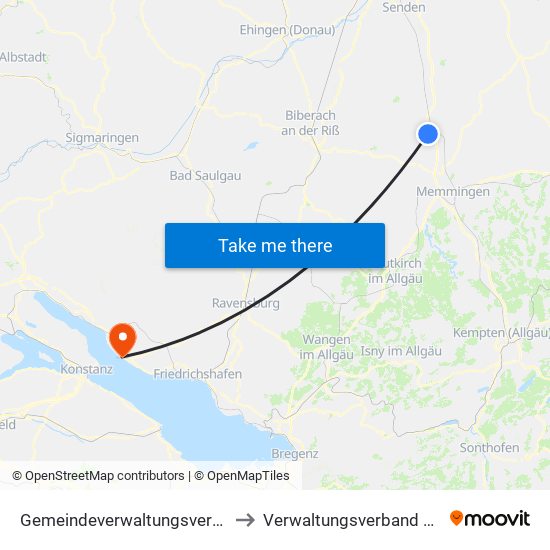 Gemeindeverwaltungsverband Illertal to Verwaltungsverband Meersburg map