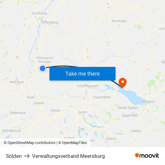Sölden to Verwaltungsverband Meersburg map