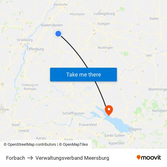 Forbach to Verwaltungsverband Meersburg map