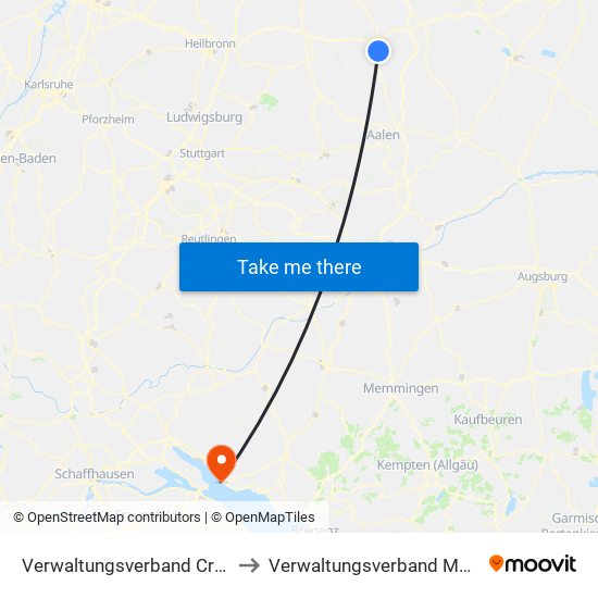 Verwaltungsverband Crailsheim to Verwaltungsverband Meersburg map