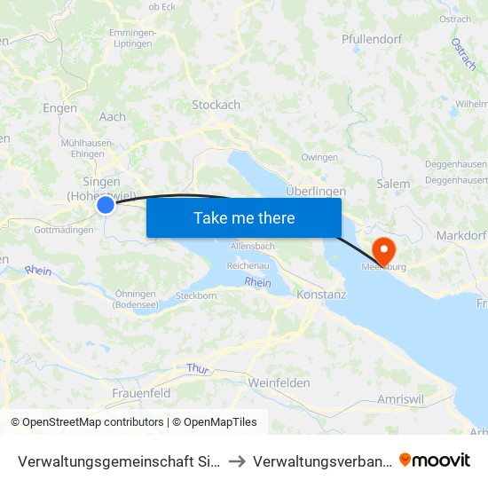 Verwaltungsgemeinschaft Singen (Hohentwiel) to Verwaltungsverband Meersburg map