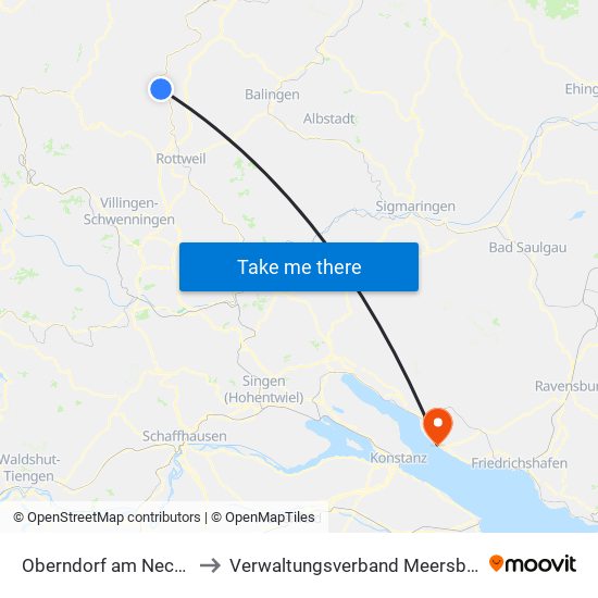 Oberndorf am Neckar to Verwaltungsverband Meersburg map