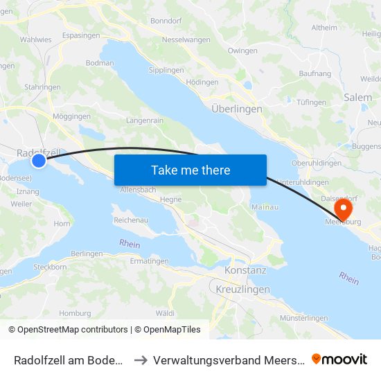Radolfzell am Bodensee to Verwaltungsverband Meersburg map