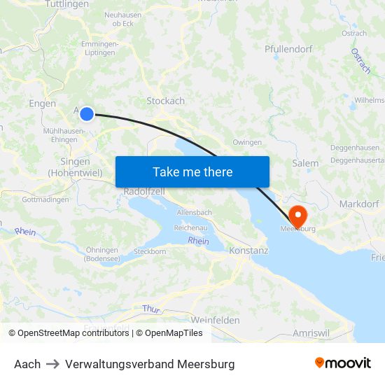 Aach to Verwaltungsverband Meersburg map