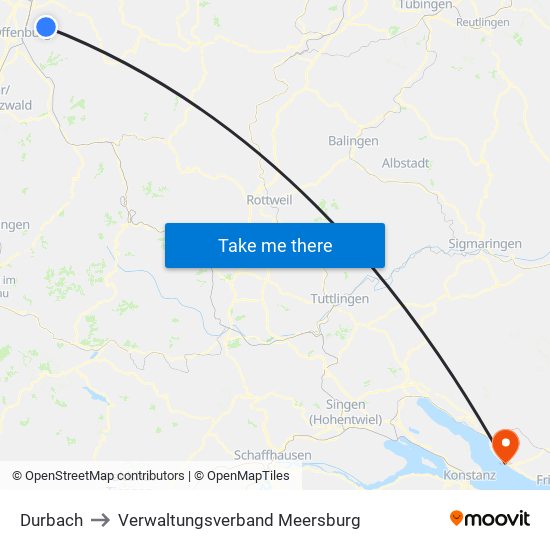 Durbach to Verwaltungsverband Meersburg map