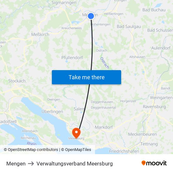 Mengen to Verwaltungsverband Meersburg map