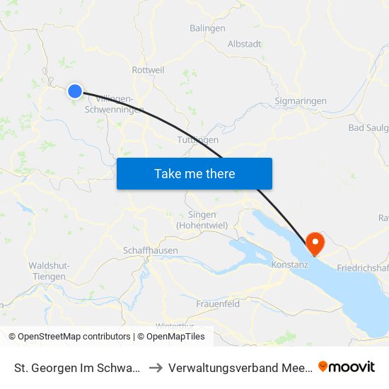 St. Georgen Im Schwarzwald to Verwaltungsverband Meersburg map