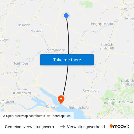 Gemeindeverwaltungsverband Engstingen to Verwaltungsverband Meersburg map