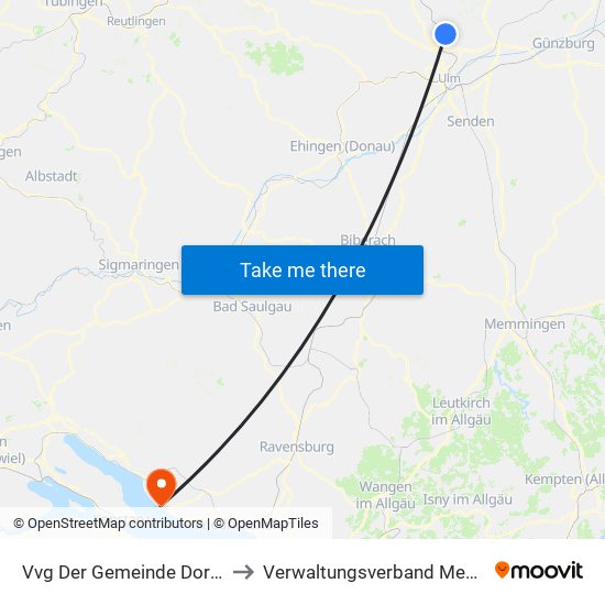 Vvg Der Gemeinde Dornstadt to Verwaltungsverband Meersburg map