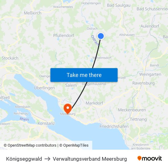 Königseggwald to Verwaltungsverband Meersburg map