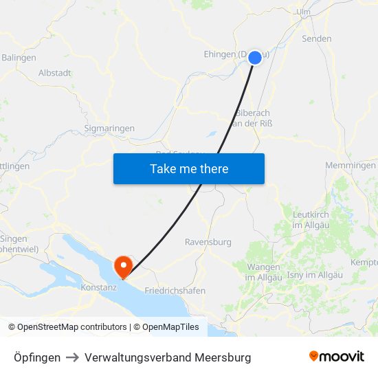 Öpfingen to Verwaltungsverband Meersburg map