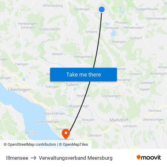 Illmensee to Verwaltungsverband Meersburg map