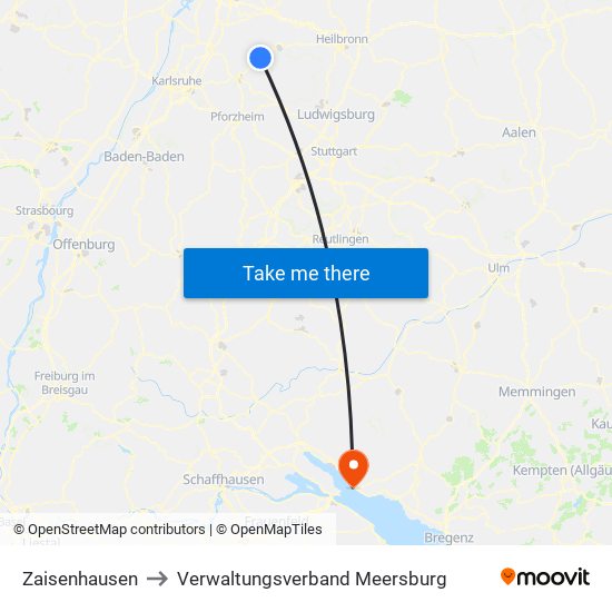 Zaisenhausen to Verwaltungsverband Meersburg map