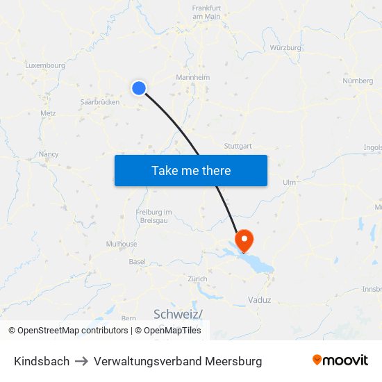 Kindsbach to Verwaltungsverband Meersburg map