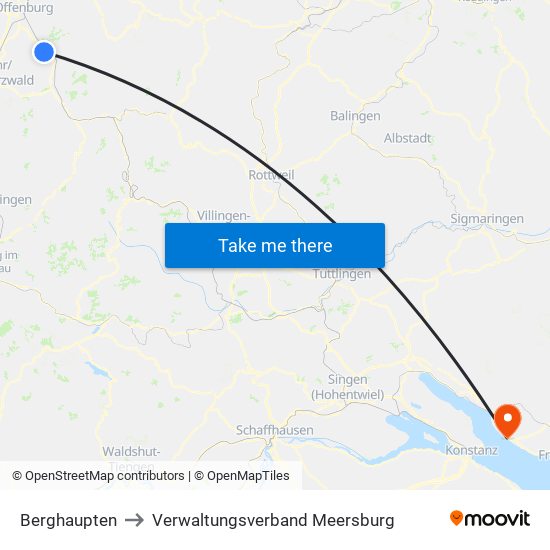 Berghaupten to Verwaltungsverband Meersburg map