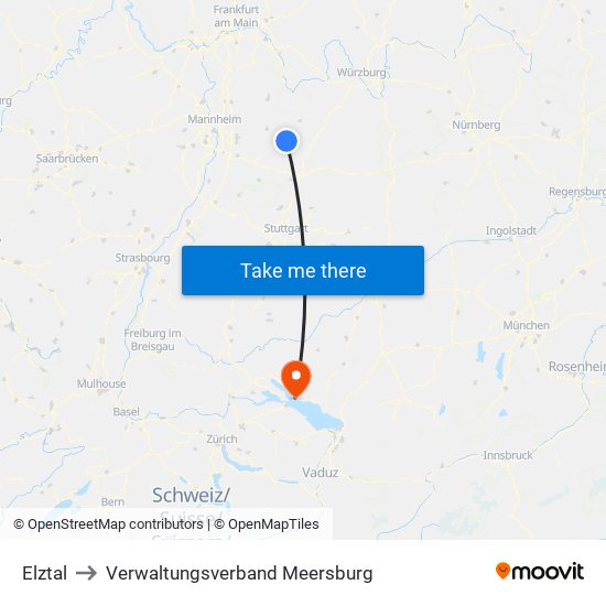 Elztal to Verwaltungsverband Meersburg map