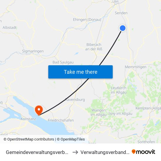 Gemeindeverwaltungsverband Dietenheim to Verwaltungsverband Meersburg map