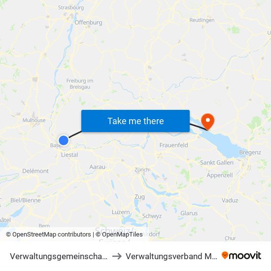 Verwaltungsgemeinschaft Lörrach to Verwaltungsverband Meersburg map