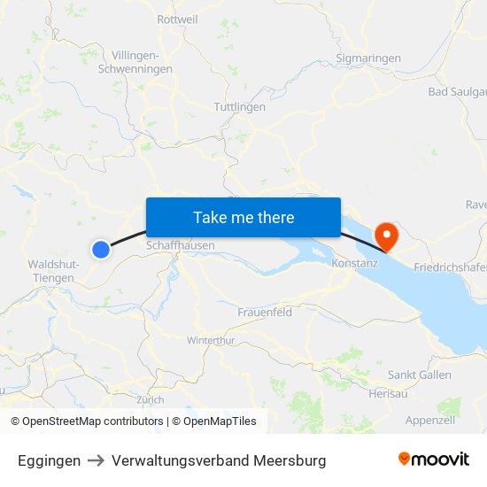 Eggingen to Verwaltungsverband Meersburg map