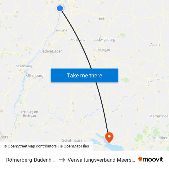 Römerberg-Dudenhofen to Verwaltungsverband Meersburg map