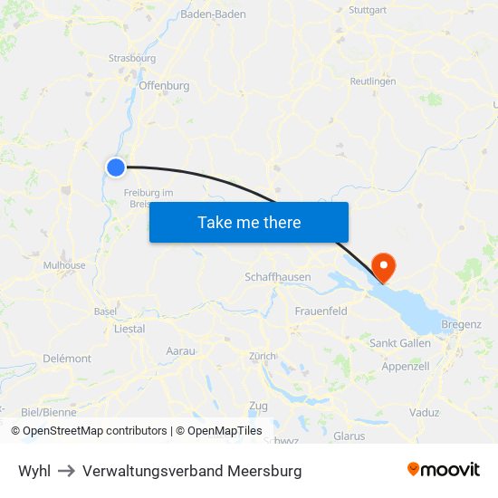 Wyhl to Verwaltungsverband Meersburg map