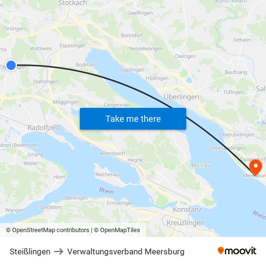 Steißlingen to Verwaltungsverband Meersburg map