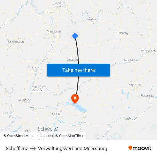 Schefflenz to Verwaltungsverband Meersburg map