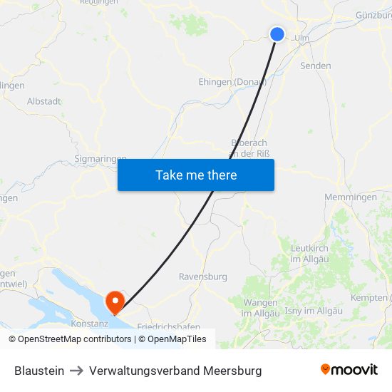 Blaustein to Verwaltungsverband Meersburg map