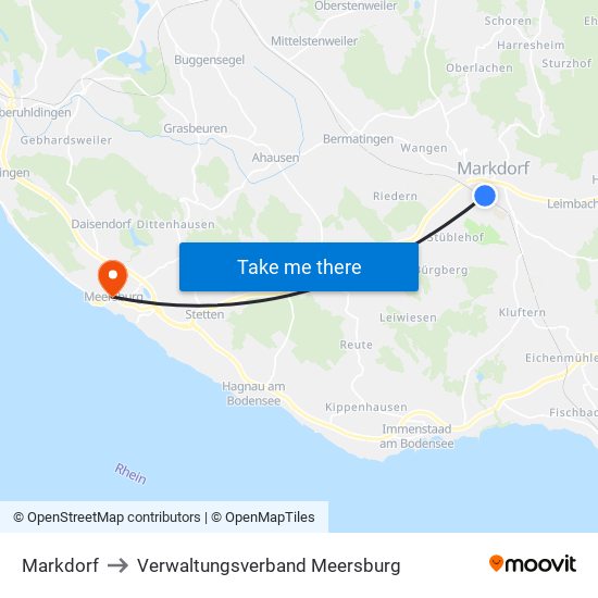 Markdorf to Verwaltungsverband Meersburg map