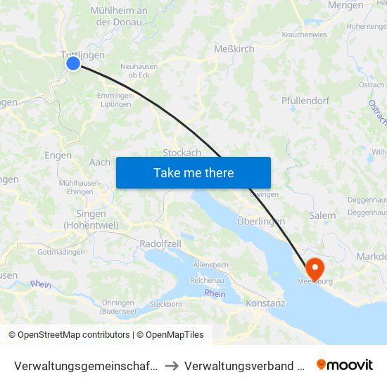 Verwaltungsgemeinschaft Tuttlingen to Verwaltungsverband Meersburg map