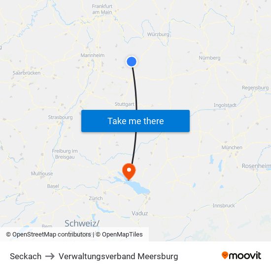 Seckach to Verwaltungsverband Meersburg map