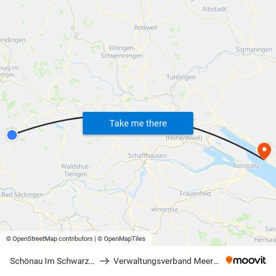 Schönau Im Schwarzwald to Verwaltungsverband Meersburg map