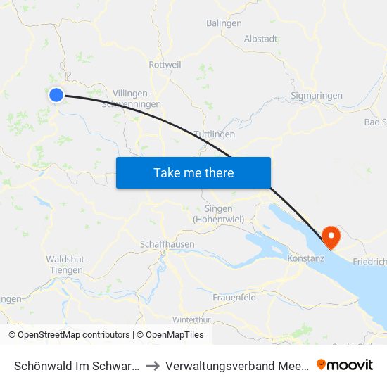 Schönwald Im Schwarzwald to Verwaltungsverband Meersburg map