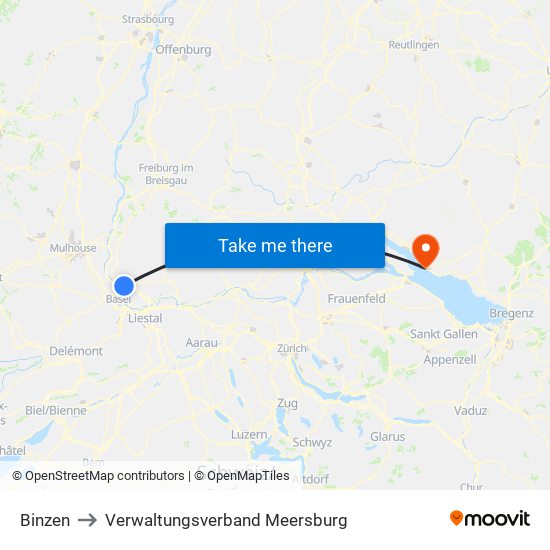 Binzen to Verwaltungsverband Meersburg map