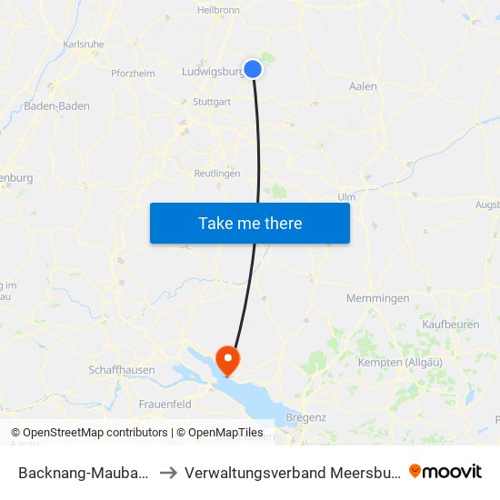 Backnang-Maubach to Verwaltungsverband Meersburg map