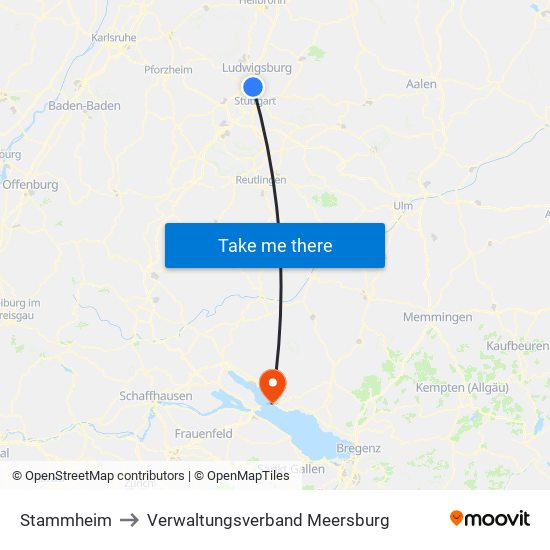 Stammheim to Verwaltungsverband Meersburg map