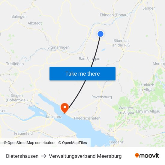Dietershausen to Verwaltungsverband Meersburg map