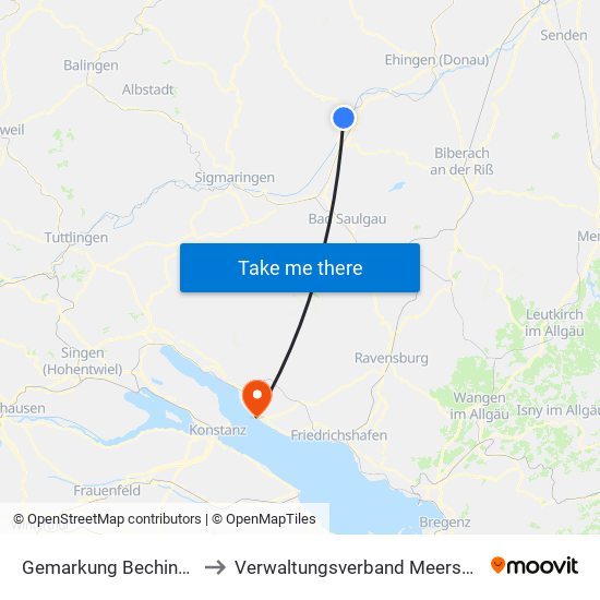 Gemarkung Bechingen to Verwaltungsverband Meersburg map