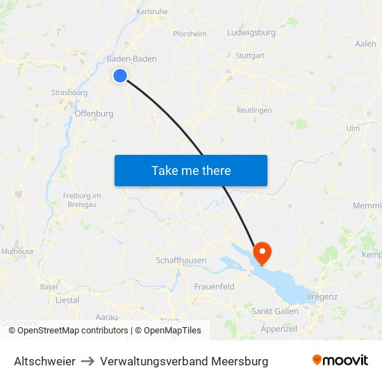 Altschweier to Verwaltungsverband Meersburg map