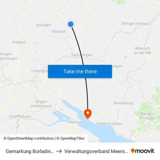 Gemarkung Burladingen to Verwaltungsverband Meersburg map