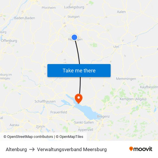 Altenburg to Verwaltungsverband Meersburg map