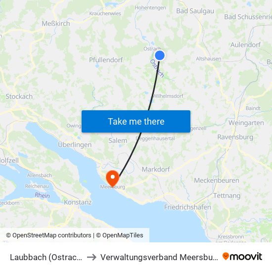 Laubbach (Ostrach) to Verwaltungsverband Meersburg map