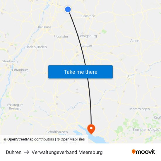 Dühren to Verwaltungsverband Meersburg map
