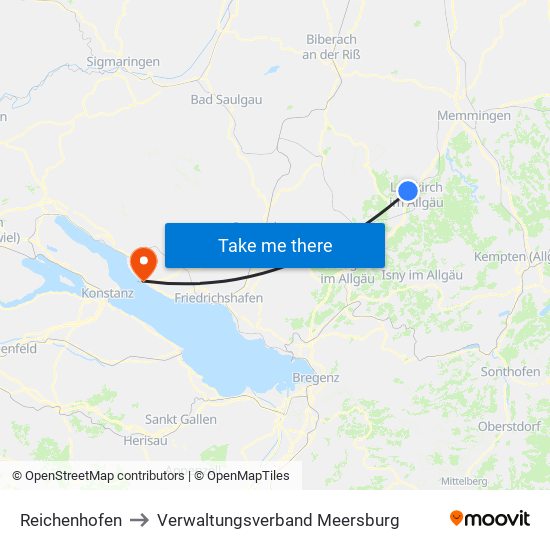 Reichenhofen to Verwaltungsverband Meersburg map